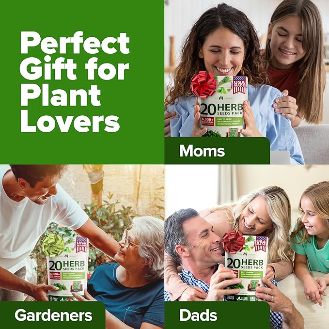 HOME GROWN 20 Herb Seeds for Planting 6,000+ Non-GMO Heirloom Seeds | Extra Large Variety Pack Herb Kit – Indoor Outdoor & Hydroponic | Culinary Seed Set | Grow Your Own Herbs | Gardening Gift-VerdiqueGarden
