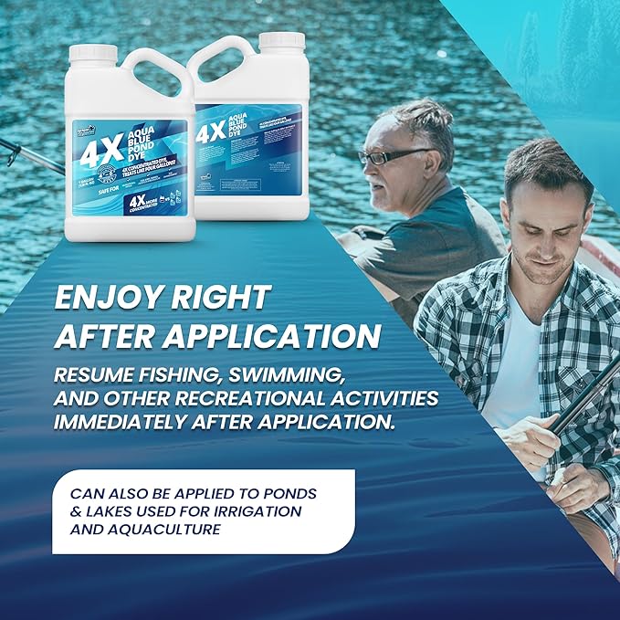 1 Gallon Aqua Blue Pond Dye 4X Concentrate, Lake & Pond Dye Blue for Aqua Colored Water, Ideal Lake Colorant, Aquashade Colorant That Protects Against Sunlight - Ideal for Fish and Wildlife-VerdiqueGarden