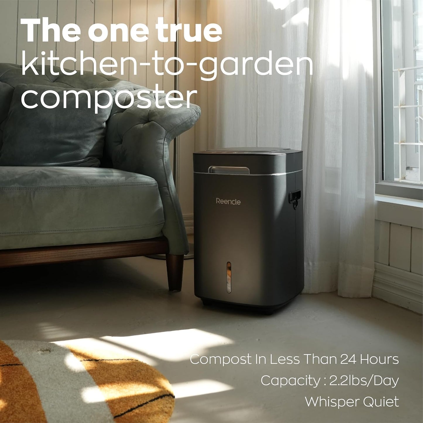 Prime Electric Composter - 14L Kitchen Composter, Decomposes Up to 2.2 lbs Food Waste Daily, Odorless Indoor Composting with Whisper-Quiet Technology & Rapid Decomposition (Silver)-VerdiqueGarden
