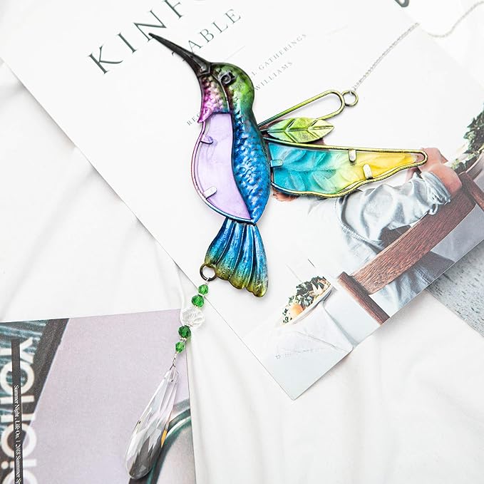 WEISIPU Crystal Suncatchers for Windows - Hummingbird Crystal Ball Prisms Hanging Crystals Ornament for Home Garden Office Wedding Christmas Decoration-Hummingbird-VerdiqueGarden