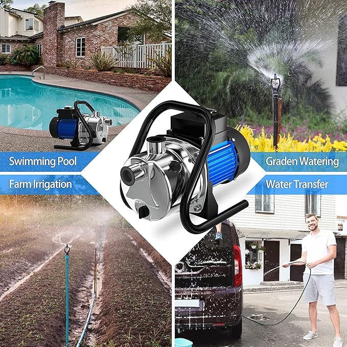 1.6 HP Portable Water Transfer Pump 1500 GPH Electric Shallow Well Pump Garden Booster Pumps for Draining Irrigation Lawn Farm Water Removal-VerdiqueGarden