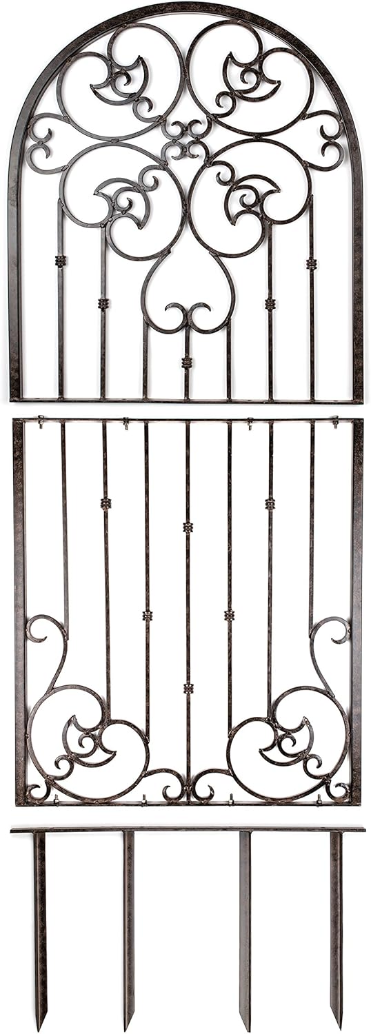 H Potter Garden Trellis for Climbing Plants Metal Wrought Iron Outdoor Wall Panel for Vines Flowers-VerdiqueGarden