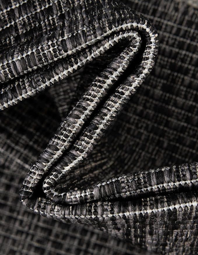 Unique Loom Outdoor Border Collection Area Rug - Soft Border (5' 3" x 7' 1" Rectangle Black/Ivory)-VerdiqueGarden