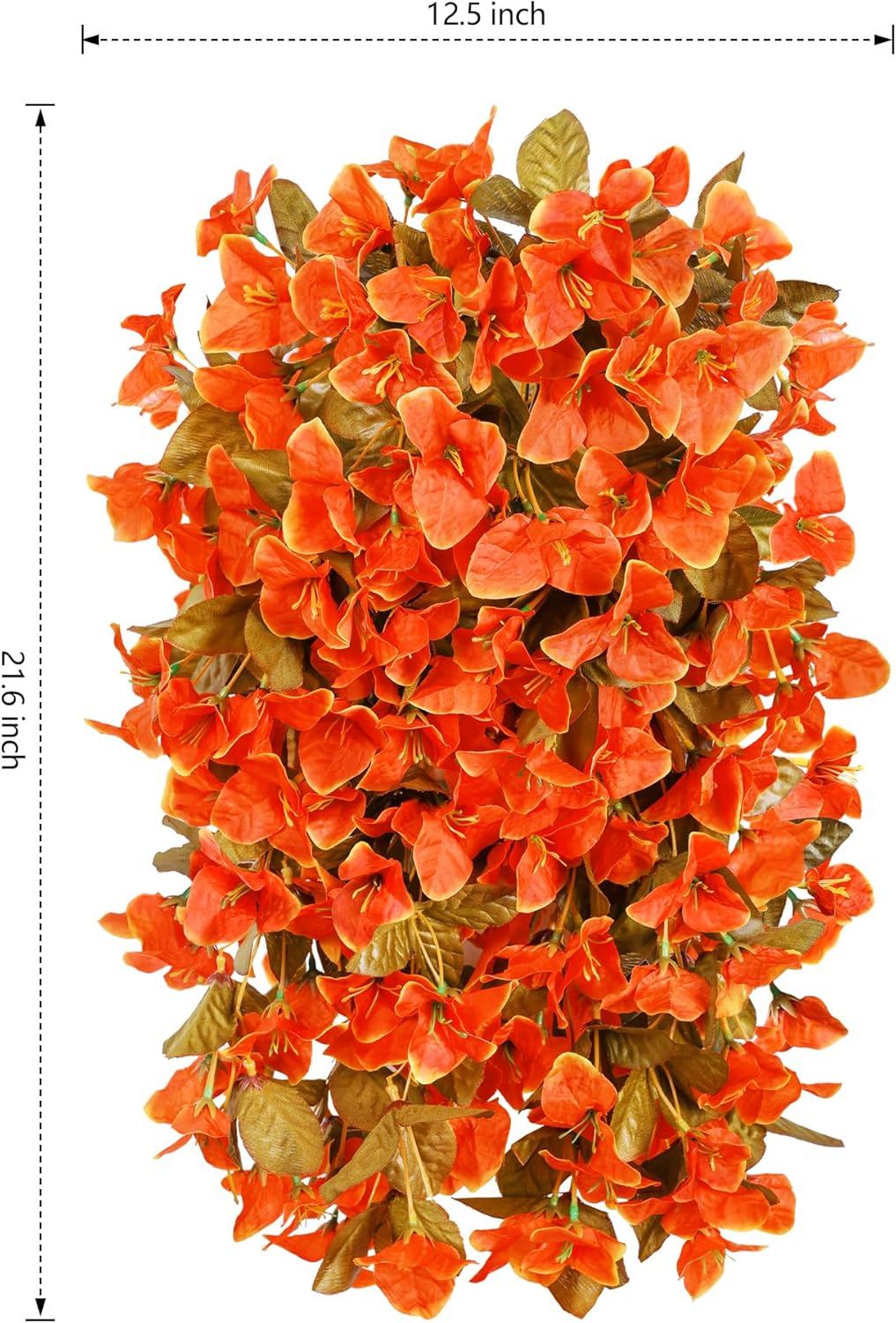Bougainvillea Artificial Fall Hanging Flowers Plants for Outdoors Autumn Decoration, 2pcs Faux Bougainvillea Vines Orange Fake Flowers Realistic UV Resistant Silk Flowers for Outside Planter Yard Home-VerdiqueGarden