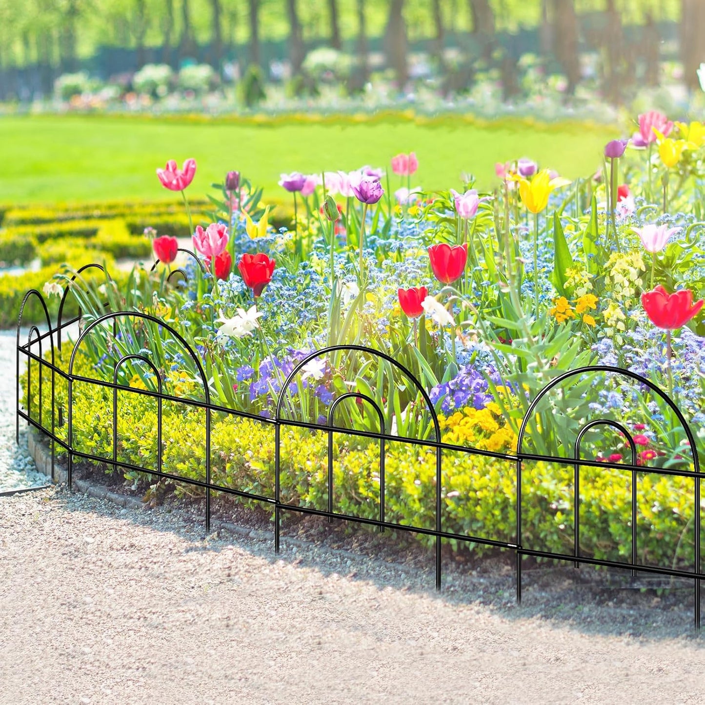 Decorative Black Garden Border Fence 18inX50ft Metal Wire Edging Flower Bed Folding Fences Panel Outdoor Garden Fencing Patio Edge Landscape for Yard-VerdiqueGarden