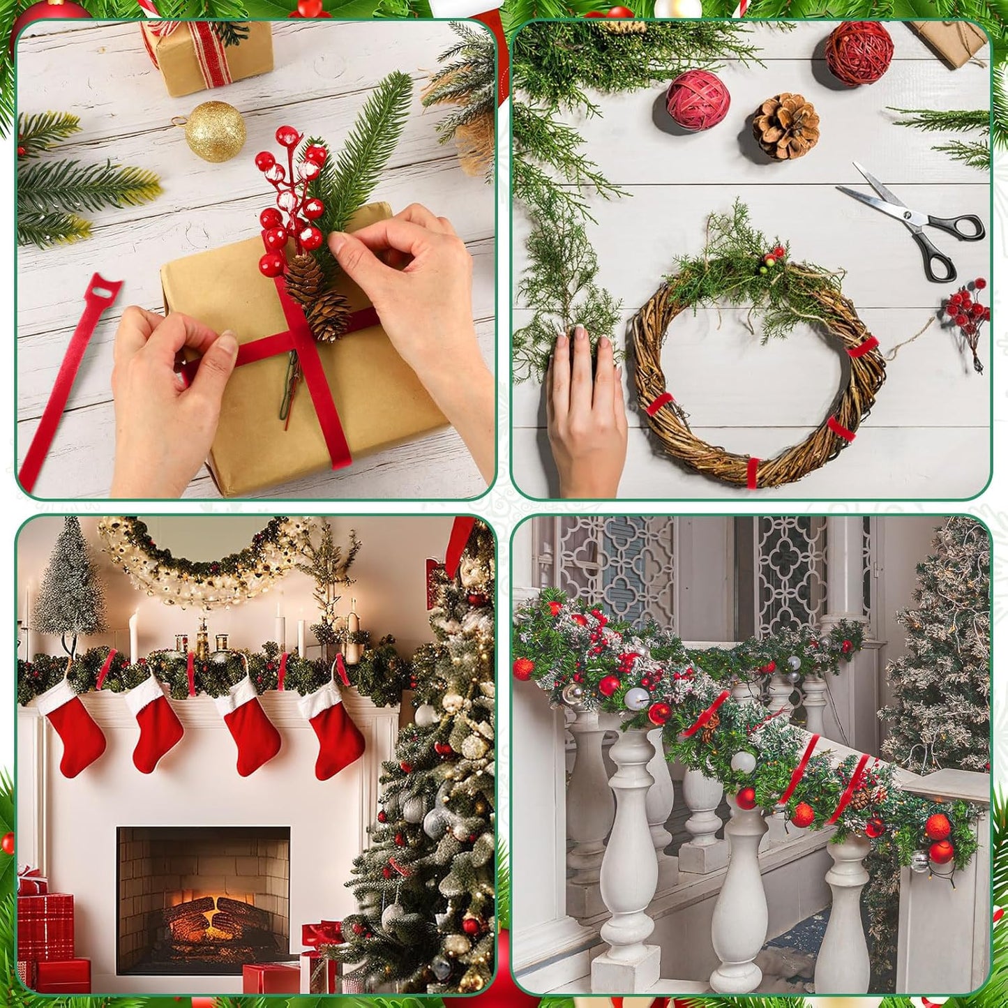 100 Pcs Christmas Garland Ties 12Inch Adjustable Holiday Garland Twist Ties for Holiday Halloween Tree Wreath Party Yard Wall Doorway Reusable Nylon Garden Cable Straps Decoration(Red)-VerdiqueGarden