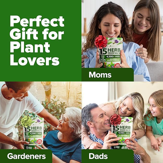 HOME GROWN 15 Herb Seeds for Planting 4,500+ Non-GMO Heirloom Seeds | Extra Large Variety Pack Herb Kit – Indoor Outdoor & Hydroponic | Culinary Seed Set | Grow Your Own Herbs | Gardening Gift-VerdiqueGarden