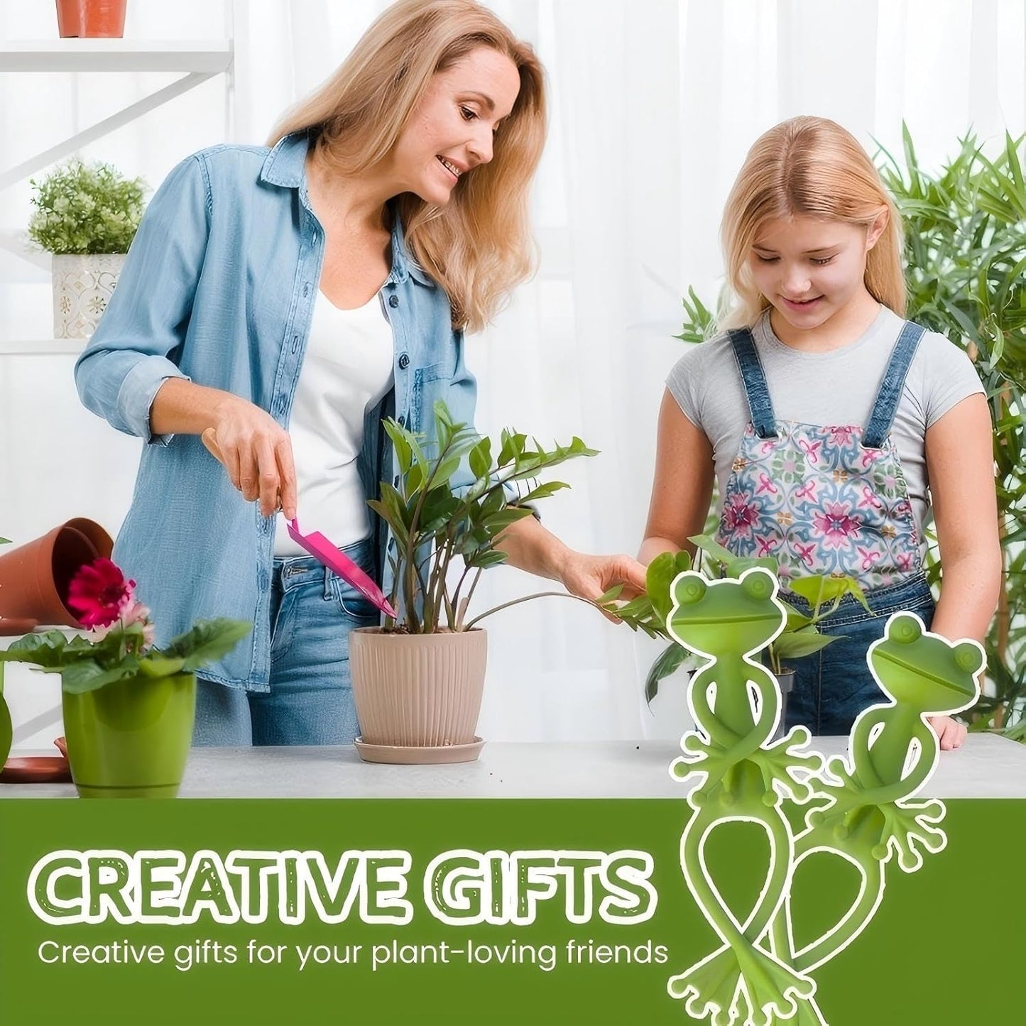 Frog Plant Stand for Potted Plants & Vines - Sturdy Gardening Clips with Cute Frog Design, Indoor/Outdoor Plant Stand Accessories - Multipurpose Garden Decor Clips for Flower Pots (2pc)-VerdiqueGarden