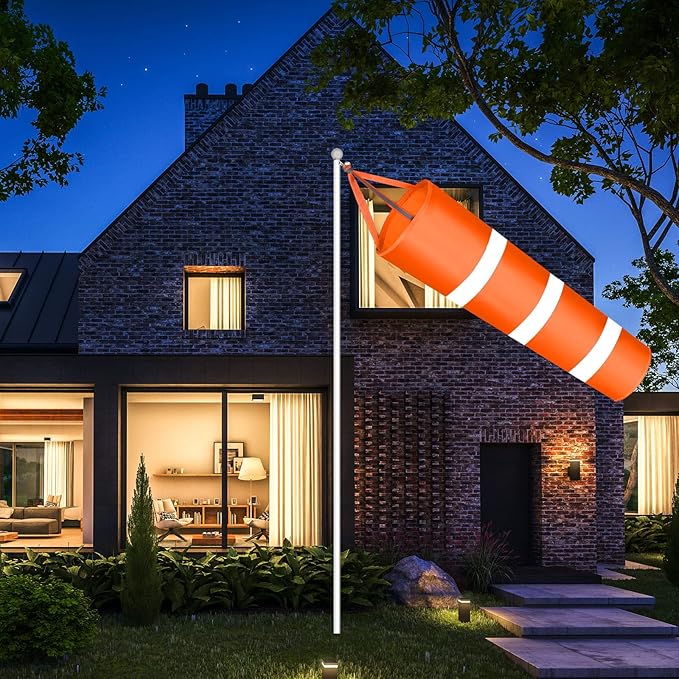 2 Pcs Airport Windsocks Measurement Sock Bag with Reflective Belt Oxford Fabric Ripstop Wind Sock Wind Direction Indicator Windsocks Outdoor Aviation Flag for Airport Farm, 31.5 Inch, 39 Inch(Orange)-VerdiqueGarden