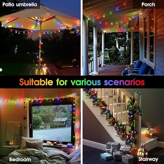45.9ft 140LED Globe String Lights Outdoor,Crystal Fairy Light IP44 Waterproof Outdoor Hanging Decorative Lights for Home Tent Patio Garden Party Wedding Decor-VerdiqueGarden