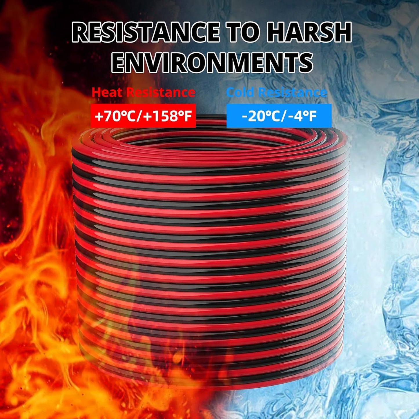 NAOEVO 18 Gauge Wire 200FT, 2 Conductors Electrical Wire Red Black Cable, Flexible/Low Voltage/PVC 18 AWG Copper Clad Aluminum Extension Cord for Speaker, LED Strips, Automotive 12V/24V DC-VerdiqueGarden