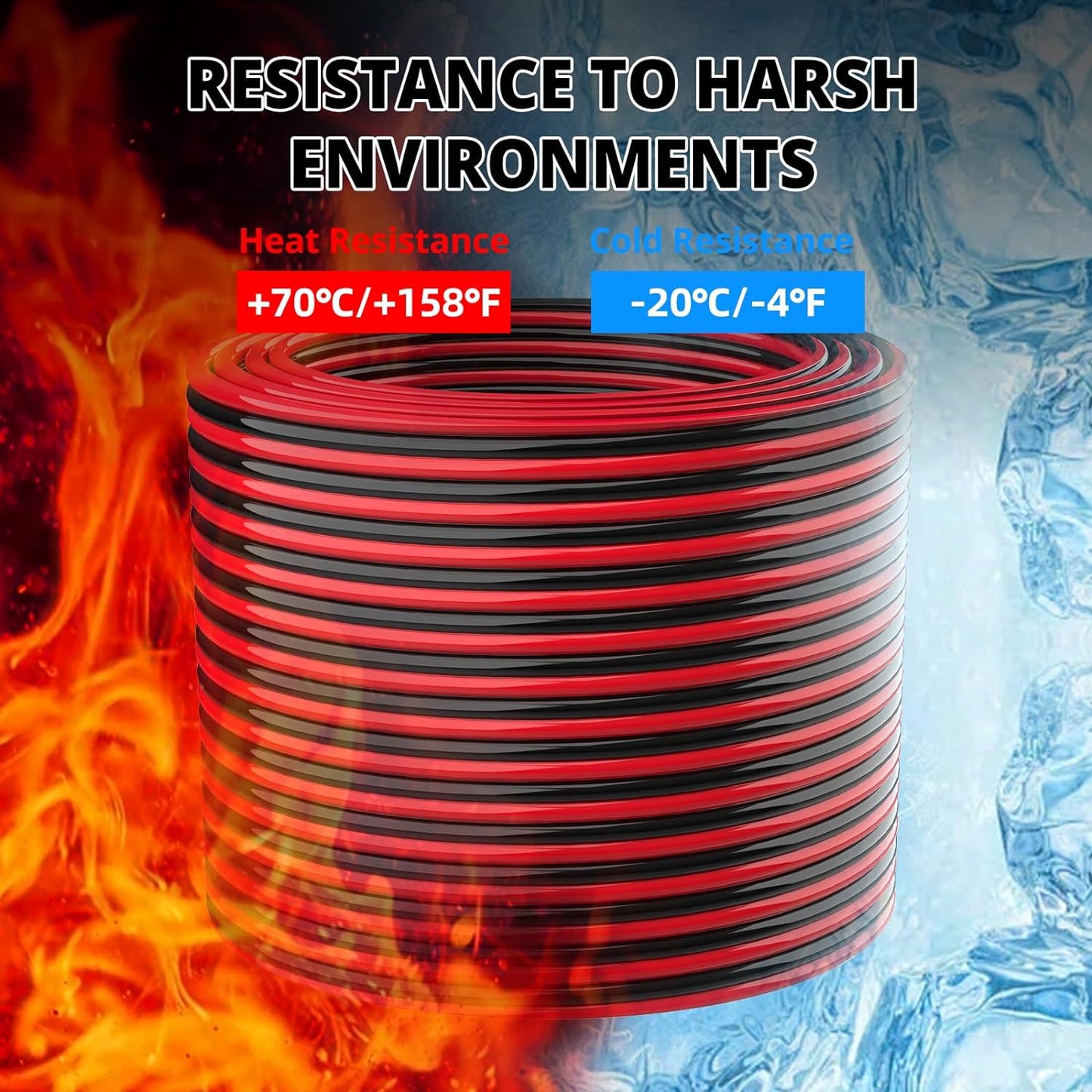 NAOEVO 10 Gauge Wire 300FT, 2 Conductors Electrical Wire Red Black Cable, Flexible/Low Voltage/PVC 10 AWG Copper Clad Aluminum Extension Cord for Speaker, LED Strips, Automotive 12V/24V DC-VerdiqueGarden