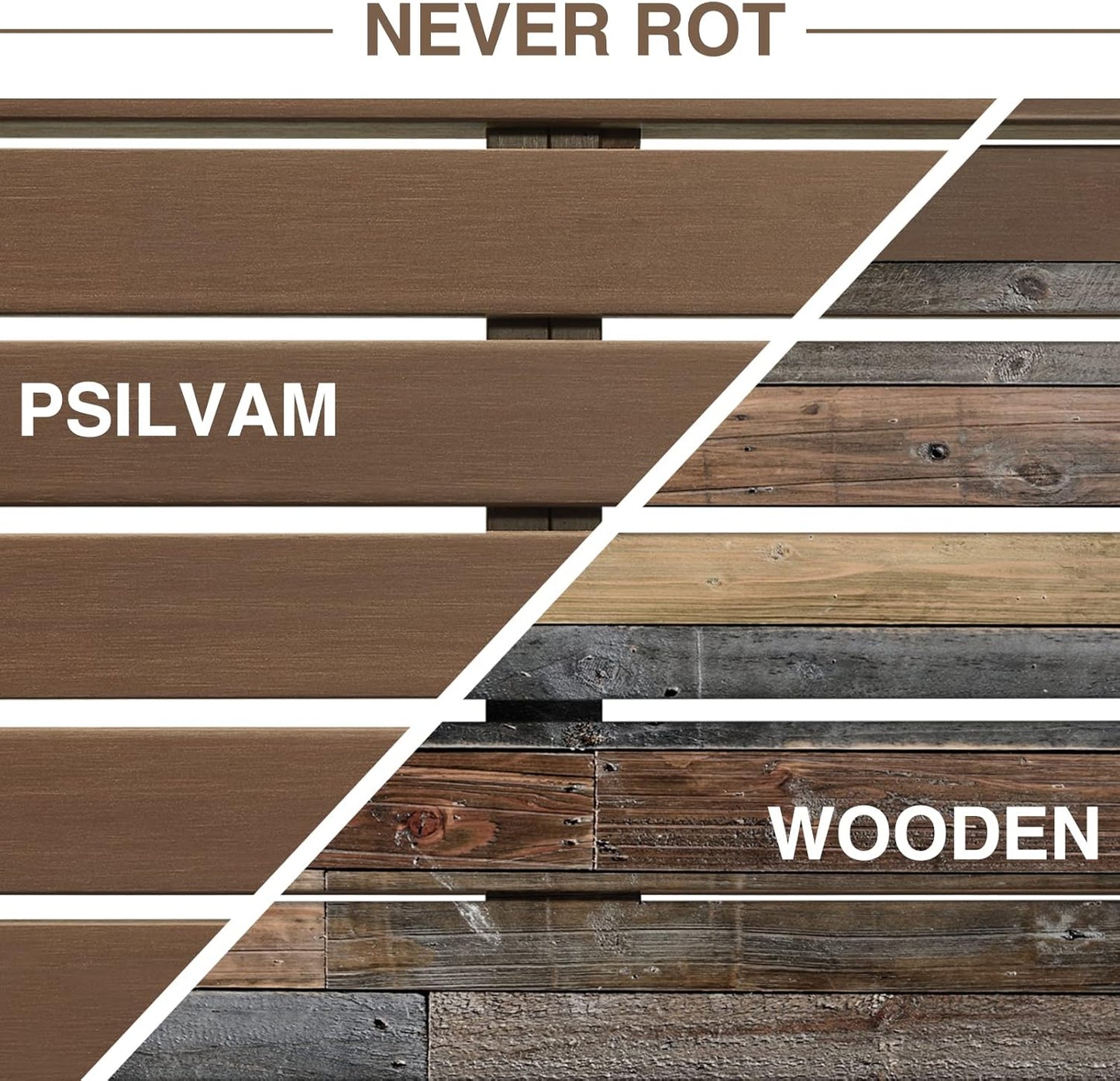 Psilvam Knight Bench, Two Person Outdoor Poly Lumber Patio Backless Bench, Weatherproof Garden Bench That Never Rot and Fade, Suit for Garden, Porch and Park (Brown)-VerdiqueGarden