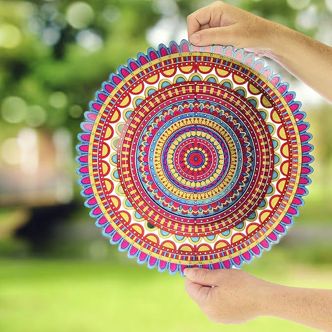 VP Home Sunrise Mandala Kinetic Wind Spinner for Yard and Garden Wind Spinner Outdoor Metal Large Hanging Mandala Decor 3D Garden Art Wind Sculpture Spinners-VerdiqueGarden