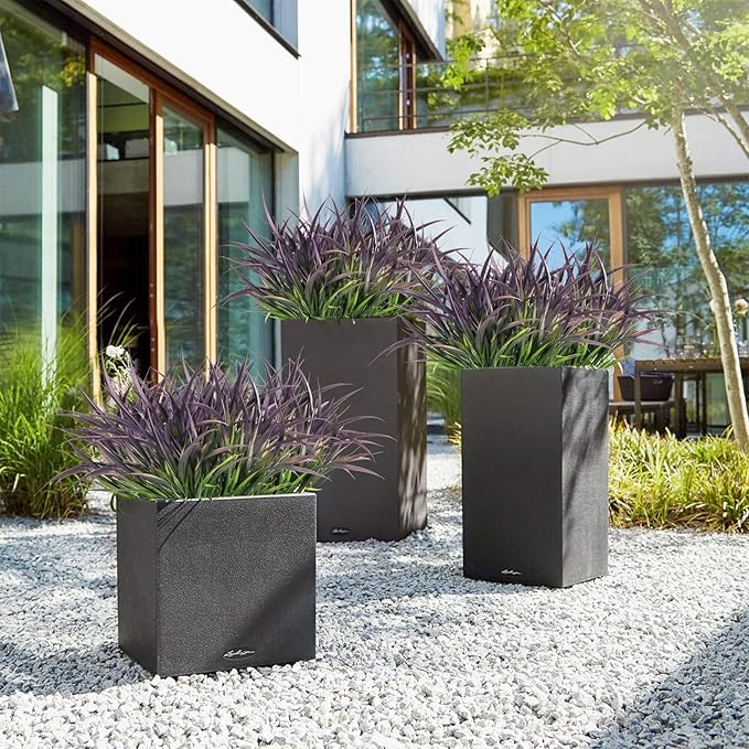 Ouddy Decor 16 Bundles Artificial Plants Outdoor Fake Grass Greenery Stems UV Resistant Faux Plastic Shrubs for Autumn Garden Pathway Front Porch Home Harvest Thanksgiving Halloween Decor, Purple-VerdiqueGarden