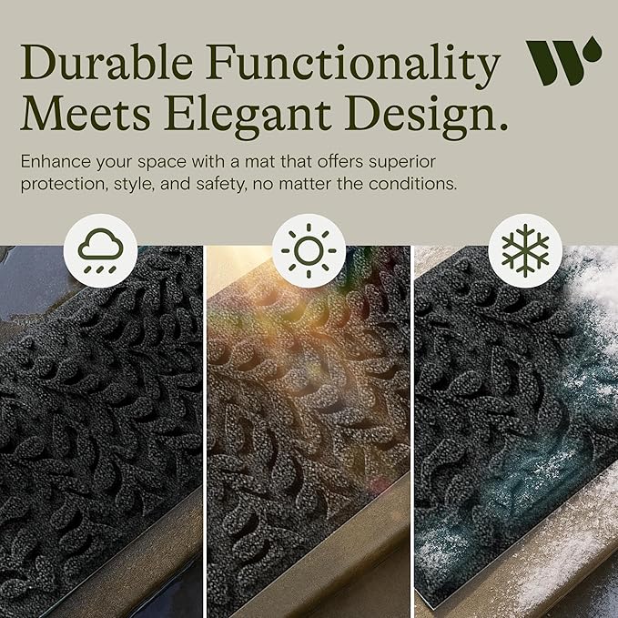 Bungalow Flooring Waterhog Stair Treads (Set of 4) – 8 1/2 x 30 Inches, Durable, Non Slip, Water-Trapping, Indoor/Outdoor Floor Covering, Boxwood Collection – Made in USA, Charcoal