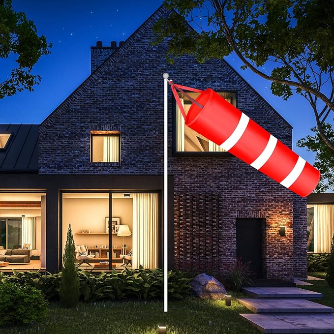 2 Pcs Airport Windsocks Measurement Sock Bag with Reflective Belt Oxford Fabric Ripstop Wind Sock Wind Direction Indicator Windsocks Outdoor Aviation Flag for Airport Farm, 31.5 Inch, 39 Inch(Red)-VerdiqueGarden