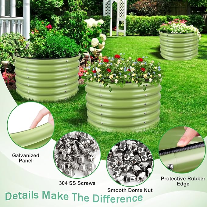 (2 Pack 2x2x1.4ft Galvanized Raised Garden Bed, Deep Metal Garden Bed, Large Raised Garden Beds Outdoor, Raised Beds for Gardening for Vegetables, Flowers, Fruits-VerdiqueGarden