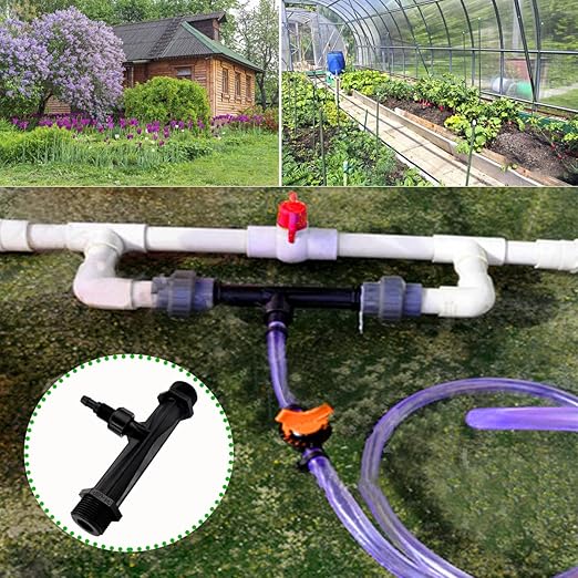 Fertilizer Injector Tube, Irrigation Venturi Fertilizer Injector 3/4Inch Agriculture Garden Fertilizer Mixer Injector Agriculture Tool Plastic (Black)-VerdiqueGarden