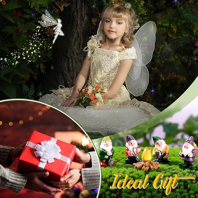 HyDren 100 Sets Garden Gnome Statue Set Mushroom House Solar Light Gnome Miniatures Figures Decor Fairy Resin Statues Garden Accessories for Yard Patio Lawn Outdoor Micro Landscape Ornaments-VerdiqueGarden