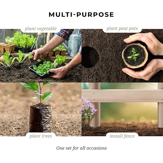 Auger Drill Bit for Planting 3 Pack with Extension - Spiral Hole Planter for Bulbs, Fence Posts, and Umbrella Holes - 3/8'' Hex Drive Drill- Gardening Hole Digger Yard Tools - Garden Drill Attachments-VerdiqueGarden