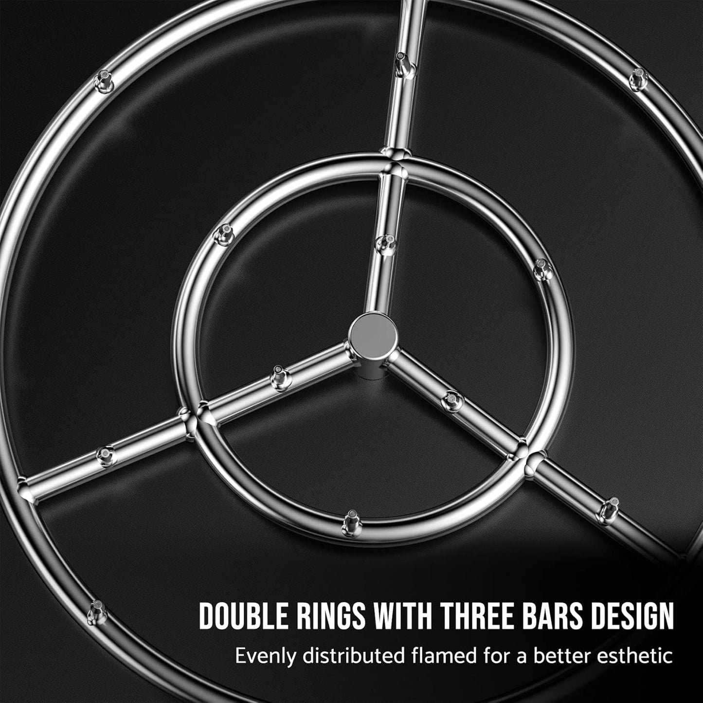 Skyflame 18 Inch Round Stainless Steel Fire Pit Jet Burner Ring - High Flame-VerdiqueGarden