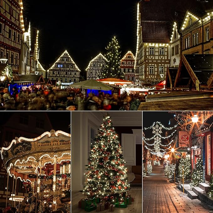 2PC C6 Led Christmas String Lights, 60 Led 20FT Battery Operated Strawberry Lights, Waterproof 8 Lighting Modes Fairy Lights for Indoor Outdoor Patio Garden Party X-mas Decoration(Warm White)-VerdiqueGarden