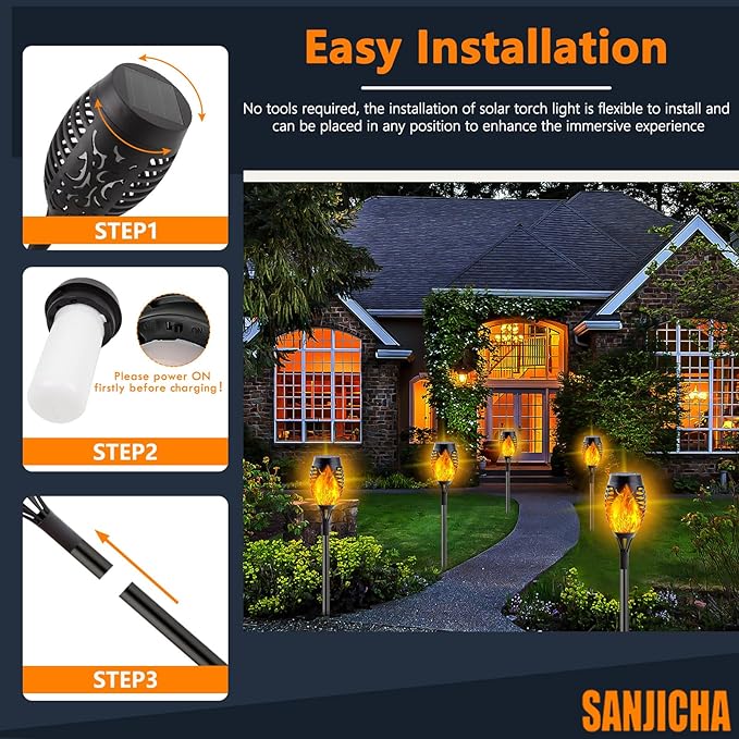 10 Pack Solar Lights Outdoor, Mini Solar Torch Lights with Flickering Flame for Garden Decor, Waterproof Solar Powered Outdoor Lights Solar Flame Torches for Pathway Patio Yard Porch Outside Decor-VerdiqueGarden