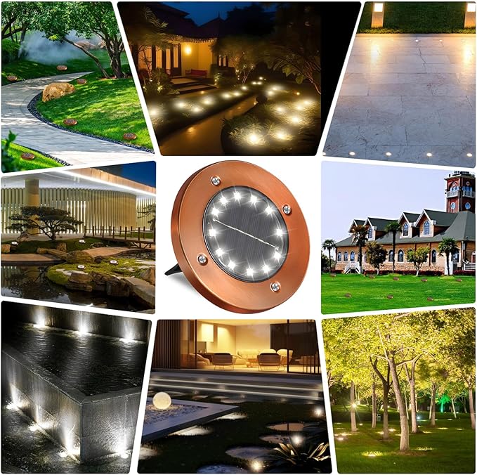 HOFLY Outdoor In-Ground Solar Landscape Lights - 8 Pack, 12 LED, White Light for Pathway, Yard, Patio, Walkway-VerdiqueGarden
