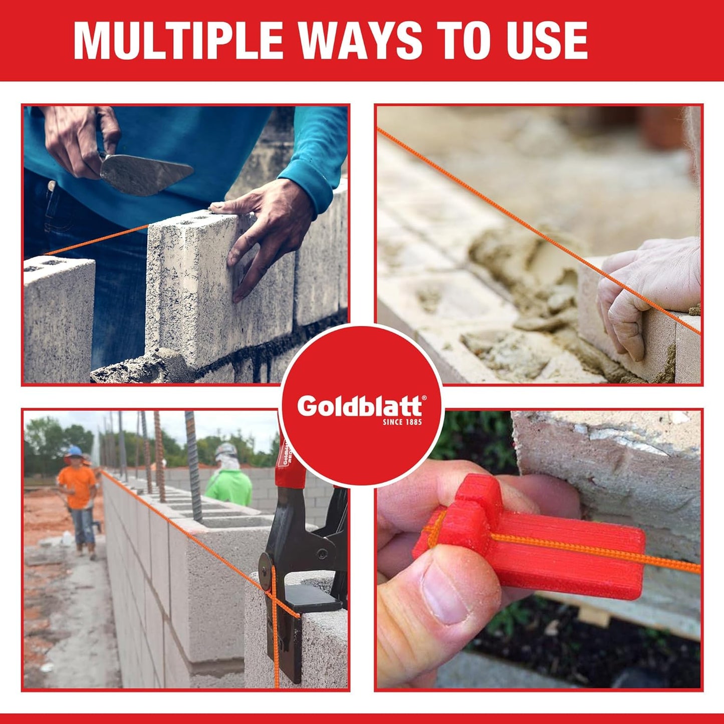 Goldblatt Mason Line, 3 Roll 500 Feet #18 Braided Nylon String, Perfect for Gardening or Masonry Tools-VerdiqueGarden