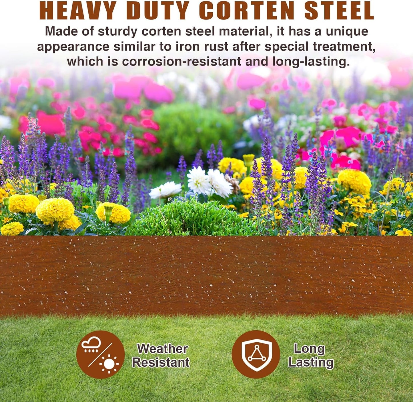 10 Inch Corten Steel Landscape Edging, 6 Pack Metal Landscape Edging, Landscape Edging with 7 Clips and Gloves for Lawn, Pathway, Yard (Rust-Colored)-VerdiqueGarden