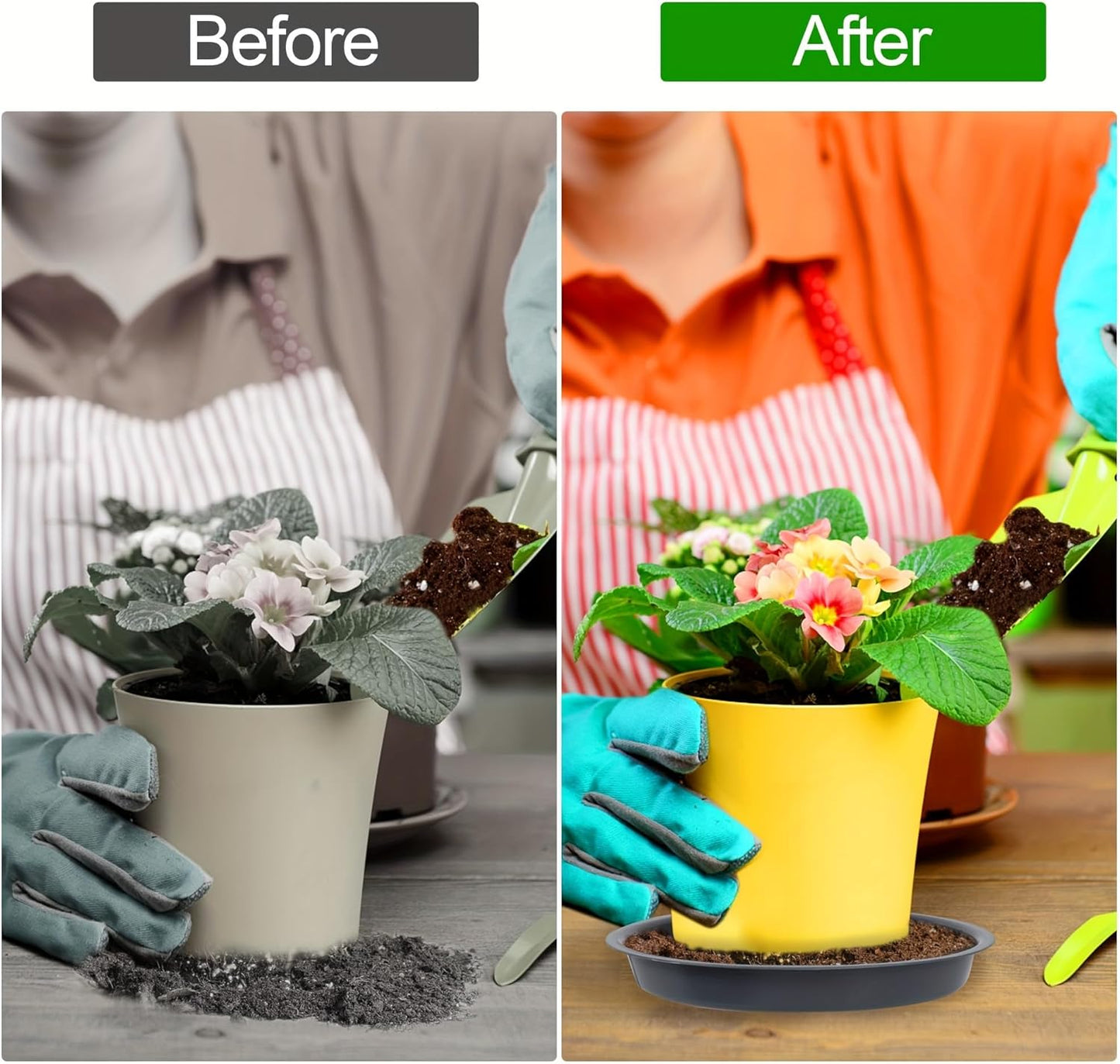 12 Pack Plant Saucer 8 10 12 Inch Plastic Plant Tray, Sturdy and Durable Flower Pot Container Accessories Plant Pot Saucers for Indoor and Outdoor (8 10 12 Inch, Black)-VerdiqueGarden