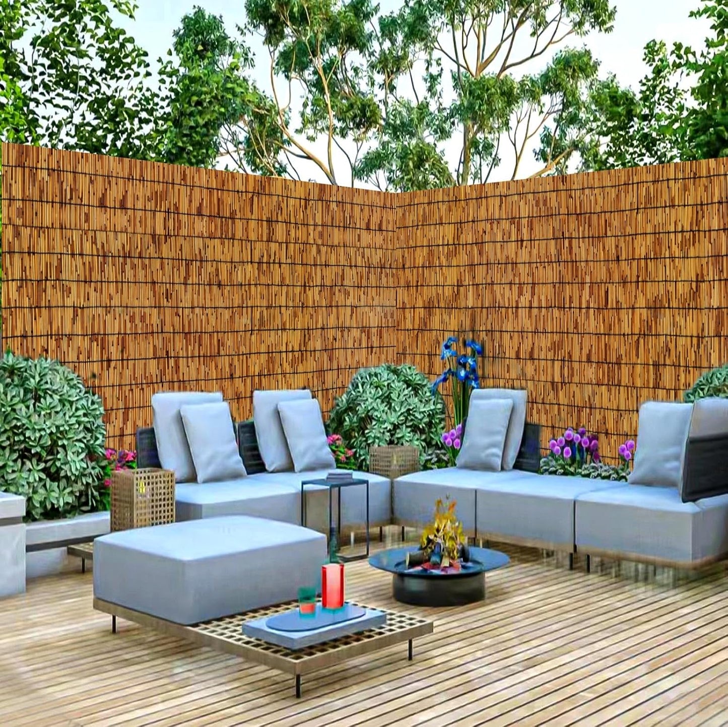 Bamboo Fence,Reed Fencing 4Feet High Bamboo Privacy Screen Outdoor for Patio, Reed Screen for Privacy Garden Backyard Balcony,4x10FT-VerdiqueGarden