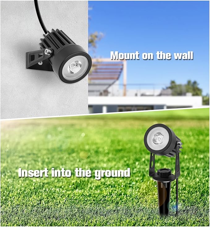 APONUO Metal Solar Spot Lights Outdoor with 9.8ft Cable Solar Powered Landscape Lighting Low Voltage IP65 Waterproof Auto On/Off for Outside Garden Yard Landscape Pathway Garage-Multicolor(2-in-1)-VerdiqueGarden