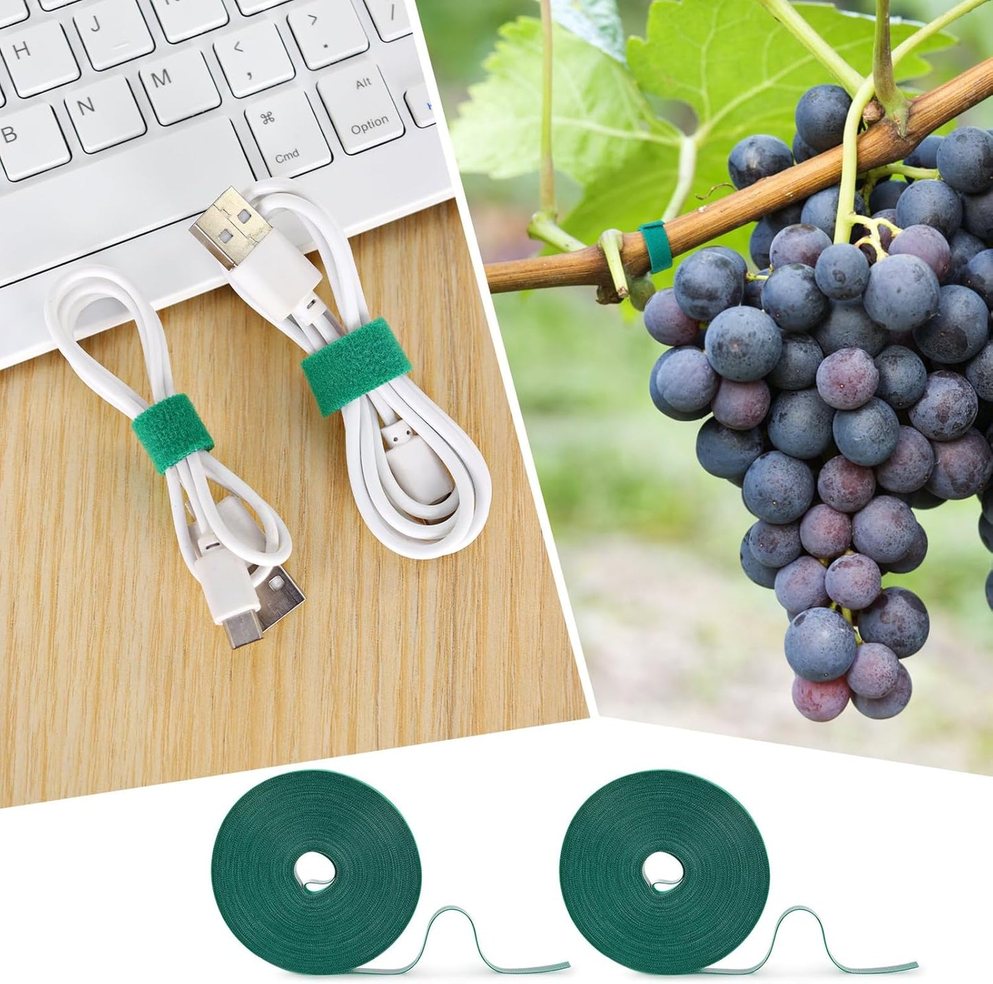 Garden Tape, 65.6 Feet 1/2''Plant Tape, Reusable Plant Garden Ties, Plant Supports for Climbing Plants, Adjustable Plant Straps for Gardening, Home, Office (1 Pack 65.6 Feet)-VerdiqueGarden