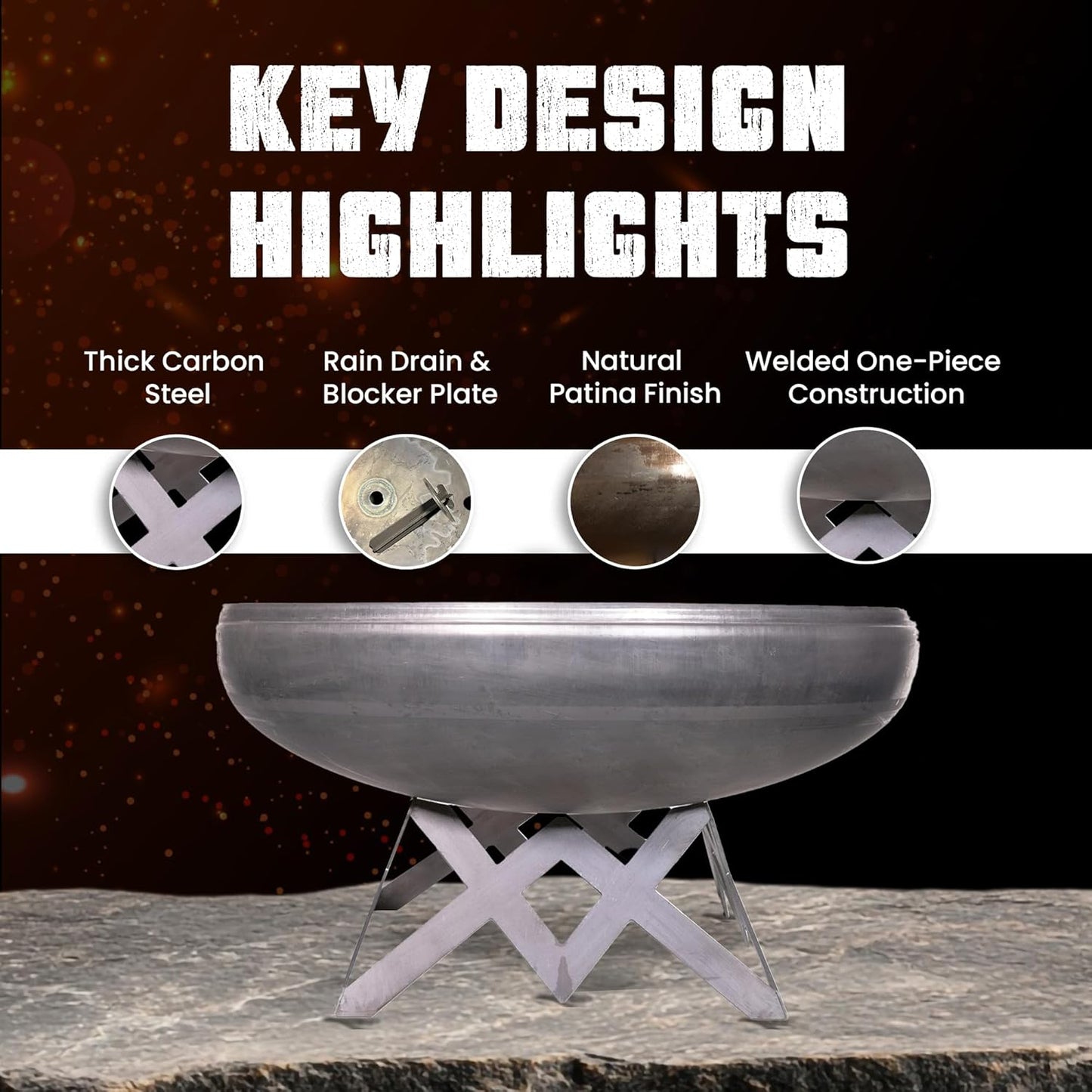 Liberty Fire Pit – Ohio Flame Wood Burning Outdoor Fire Pit - 42" Diameter with Angled Base (Made in USA)-VerdiqueGarden