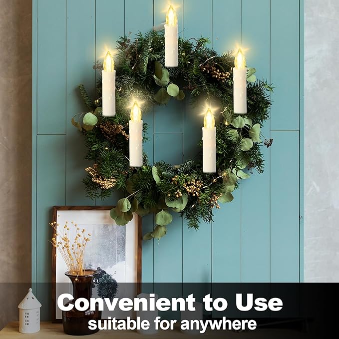 LED Christmas Candles, Flickering Clip on Candles for Christmas Tree, Battery Operated with Remote Timer, Warm White Light, Flameless Taper Candles for Home Christmas Decor, Set of 30-VerdiqueGarden