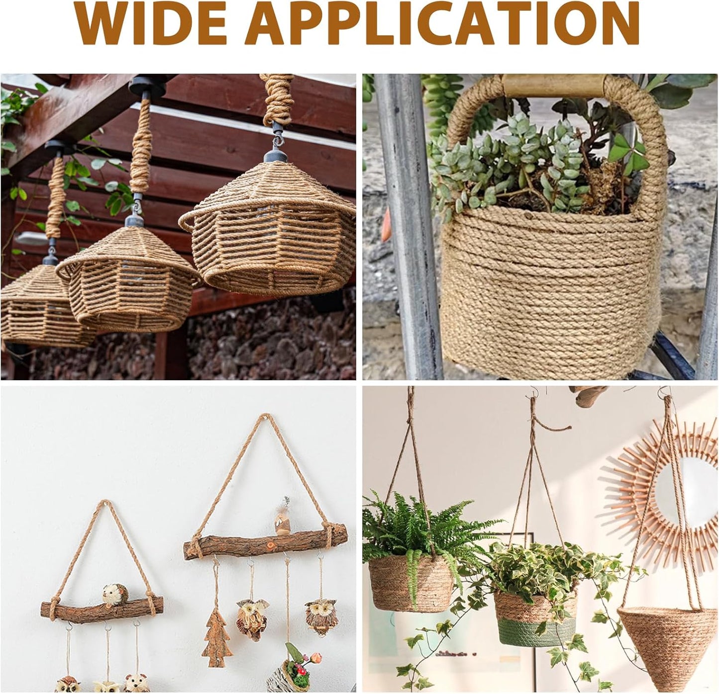 8mm Thick Jute Twine, 246 Feet 4Ply Jute Rope for Crafts, Heavy Duty Twine String for Gardening, Crafting, Bundling, Cat Scratching Post, Home Decor-VerdiqueGarden