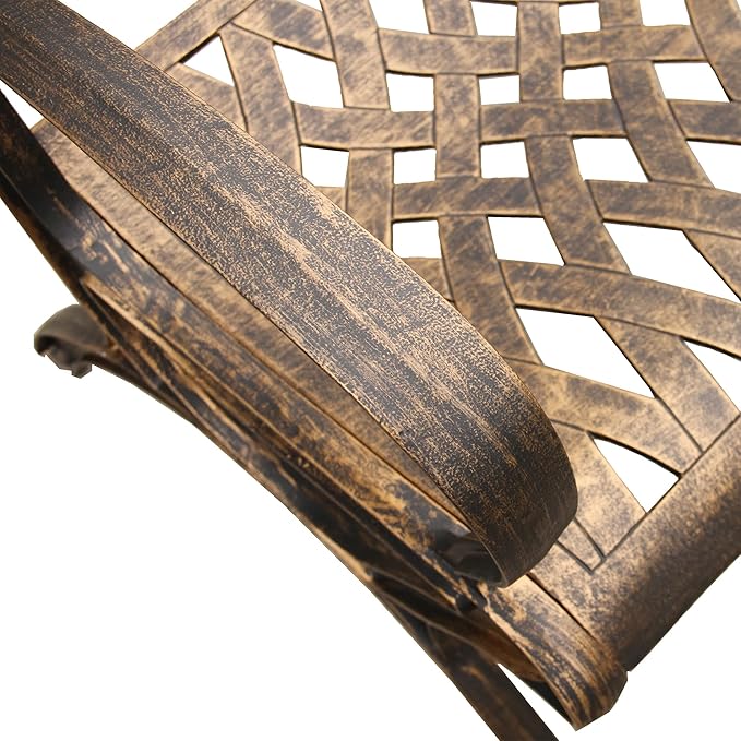 Oakland Living Ornate Traditional Outdoor Cast Aluminum Bronze Patio Dining Chair-VerdiqueGarden