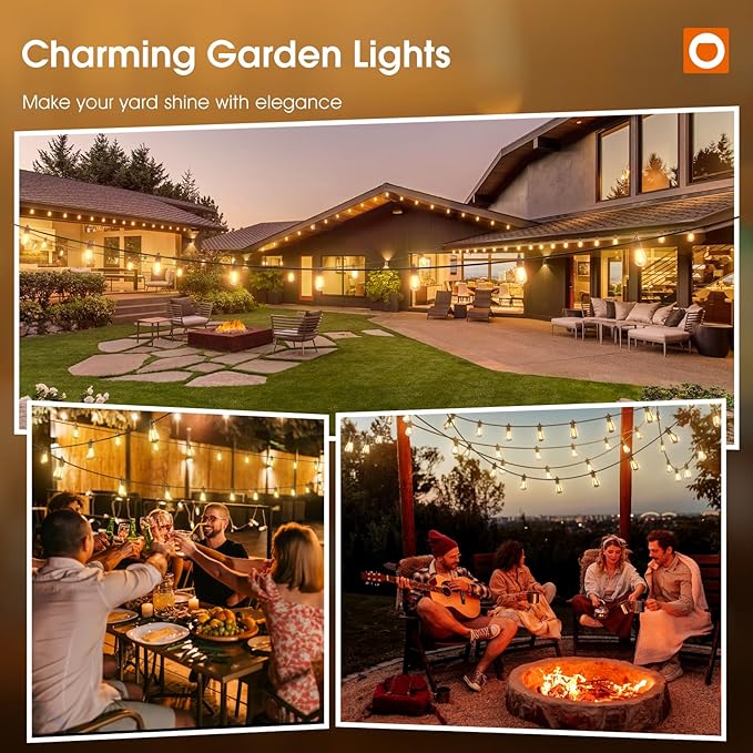addlon 150FT(3-Pack*50FT) LED Outdoor String Lights with Edison Shatterproof Bulbs, Heavy-Duty and Weatherproof Strand, Commercial Grade Patio Lights, Decorative for Garden or Patio, Black-VerdiqueGarden