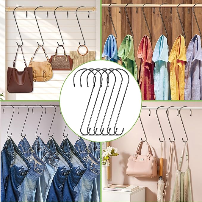 6 Pack 16 Inch Extra Large S Hooks for Hanging Plants, Rust-Proof Heavy Duty Tree Branch Hook Plant Hooks Outdoor for Hanging Bird Feeder,Patio,Indoor Uses-VerdiqueGarden