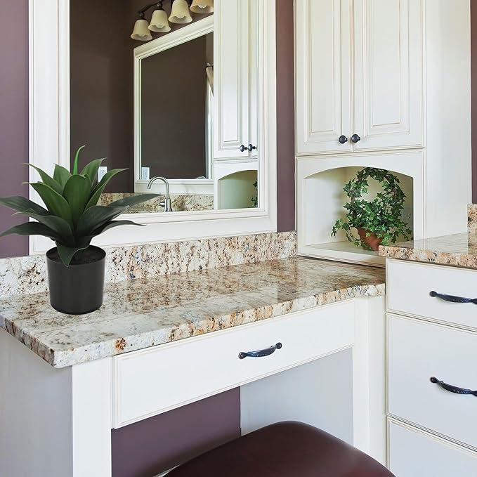 JUSTOYOU 14" Large Artificial Succulent Faux Agave Plant in Pot, Fake Potted Desk Plant Realistic Greenery Artificial Plants for Indoor Office Home Decor Bathroom Kitchen Shelf (Dark Green)-VerdiqueGarden