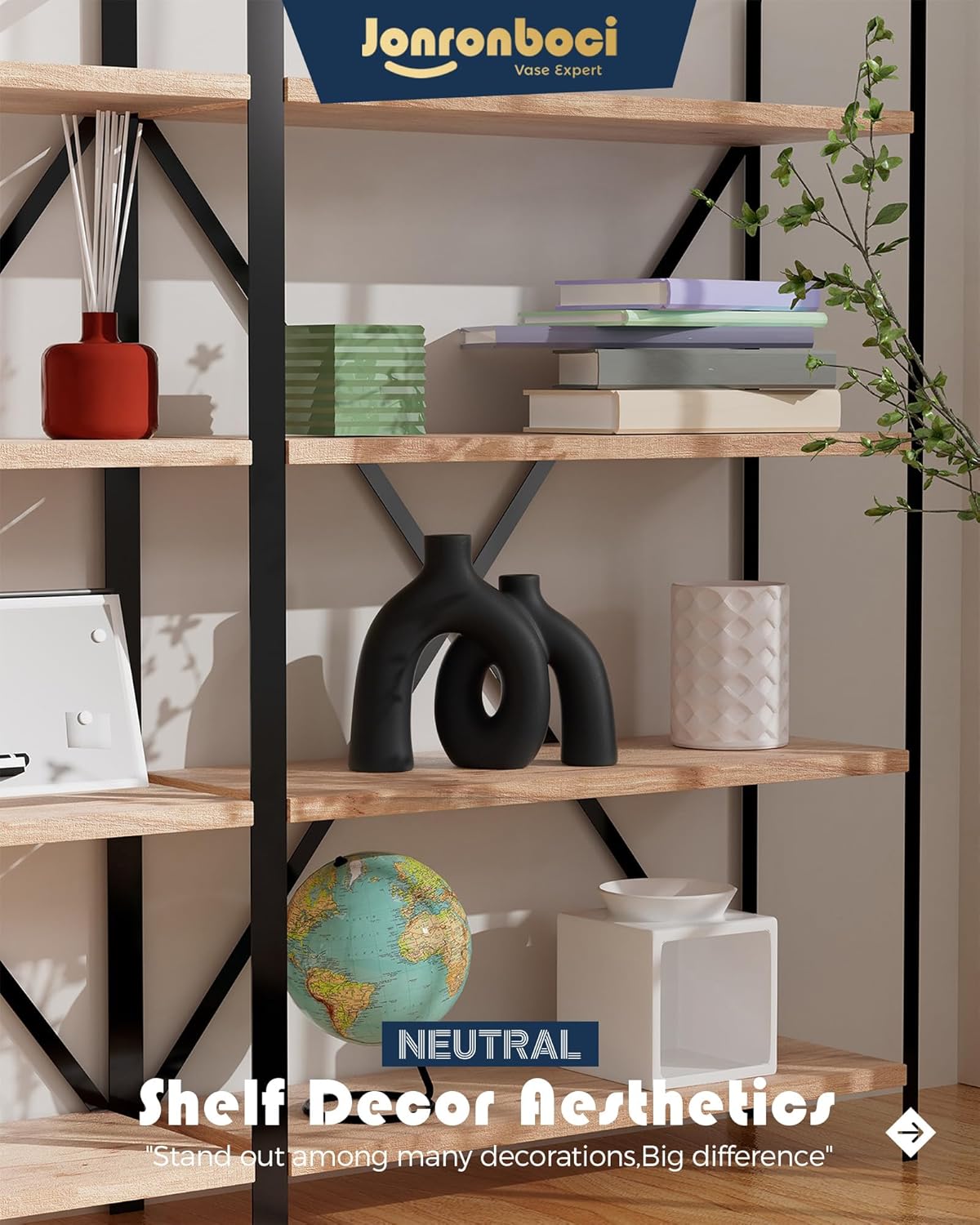 Matte Black Vase Set - Hug Hollow Donut Aesthetic Ceramic Vases Home Decor, Modern Nordic Minimalist Decorative Vase for Table Centerpiece Bookshelf Office Entryway Console Fireplace (Black)-VerdiqueGarden