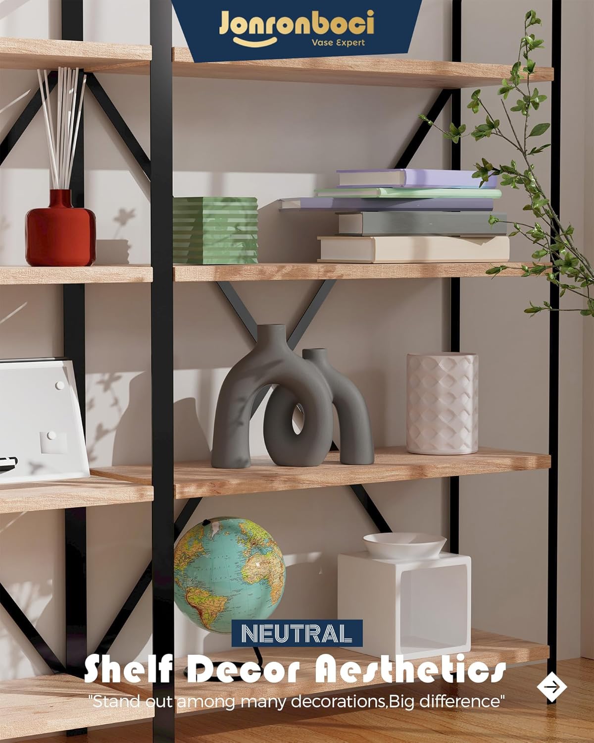 Hug Donut Decorative Vase Set - Dark Gray Modern Minimalism Industrial Style Vases Home Decor, Matte Ceramic Decorations for Living Room Shelf, Bookshelf Mantle Entryway Table or Console Décor(Gray)-VerdiqueGarden