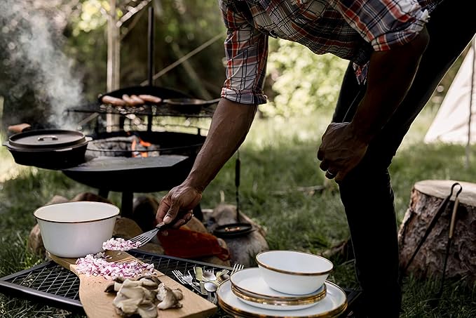 Barebones Flatware Silverware Set - Formal Polished Camping Utensils - Stainless Steel Cutlery Set of 6 - Camping Utensil Set with Forks, Knives, and Spoons (Silver)-VerdiqueGarden