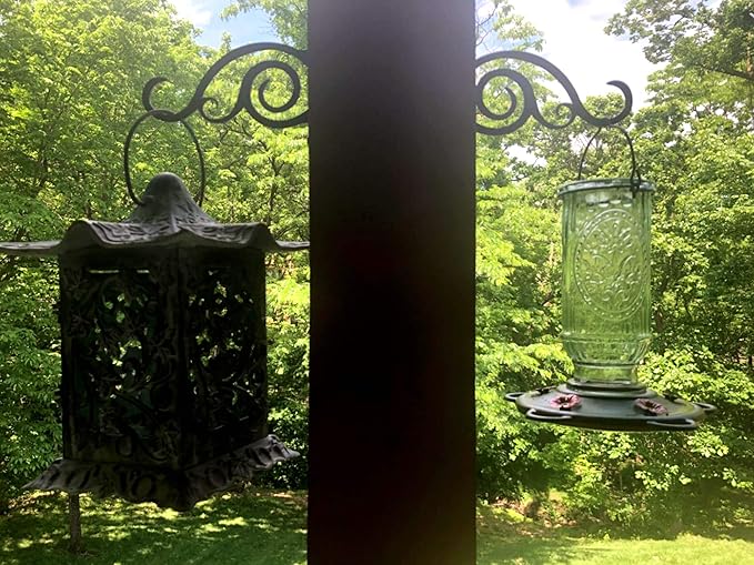 6-Inch Outdoor Indoor Decorative Iron Lantern Wall Hooks Hangers for Hanging Wind Chimes Hummingbird Feeders Candle Holders(Black, Set of 2)-VerdiqueGarden