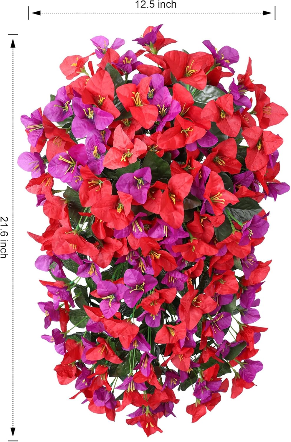 Bougainvillea Artificial Hanging Flowers Plants for Outdoors Decoration, 2pcs Fake Flowers Bougainvillea Vines Realistic UV Resistant Silk Flower for Outside Planter Porch Patio Yard Urn, Mix-VerdiqueGarden