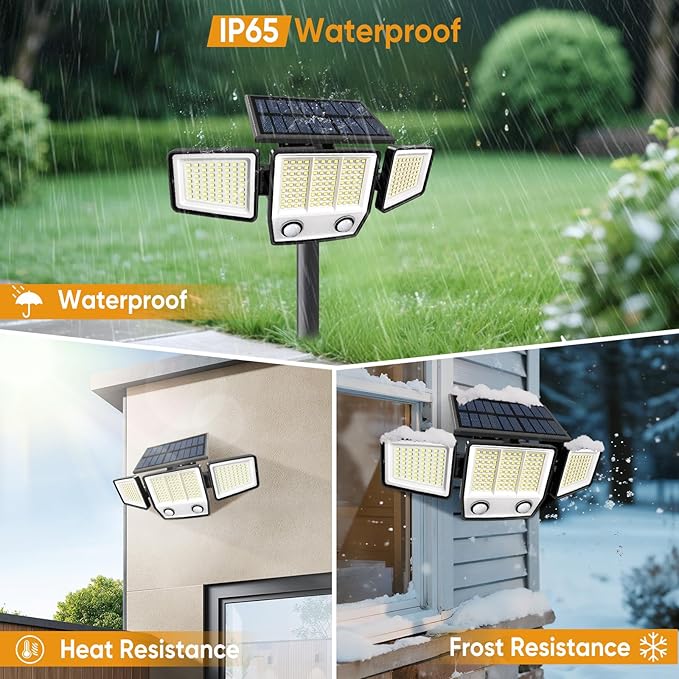 Solar Outdoor Lights with Stakes - Ground /Wall 2-in-1 Dual Use Solar Motion Sensor Waterproof Light, 3000LM 3 Modes 270°Illumination IP65 LED Security Lights Outdoor for Garden Yard Patio, 2 Pack-VerdiqueGarden
