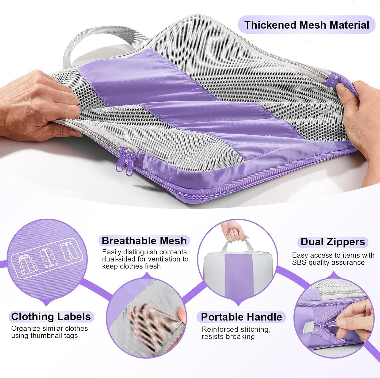 8 Set Compression Packing Cubes for Travel Essentials,Compressible Expandable Packing Cubes for Suitcase,OlarHike Luggage Organizer Bags for Travel,Handy Helper for Organizing Clothes(Light Purple)-VerdiqueGarden