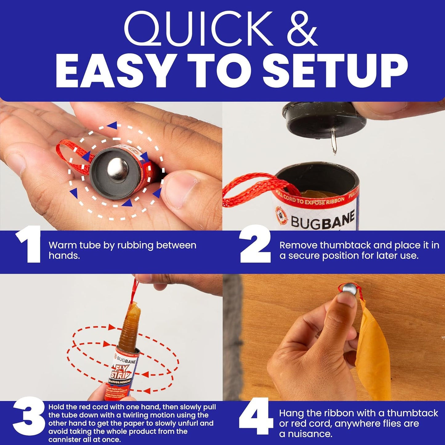 Fly Strips Indoor Sticky Hanging 24pk with Pins. Non Toxic Outdoor Fly Trap Indoor for Home. Flies Tape Paper Trap Ribbon Roll for House Gnat Fruit and Housefly. Bug Catchers for Inside Home Flypaper-VerdiqueGarden